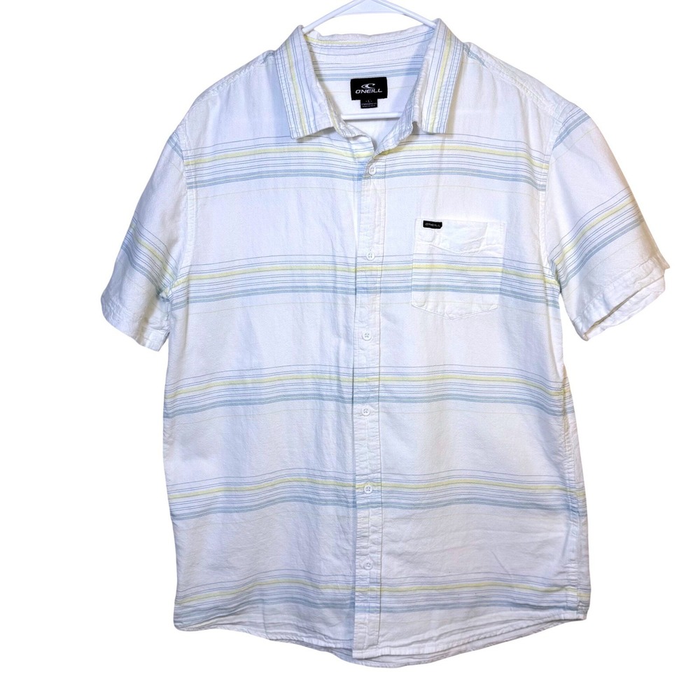 O'Neill Men's Seafaring Stripe Standard Fit 100% Cotton Woven White Blue Surf
M